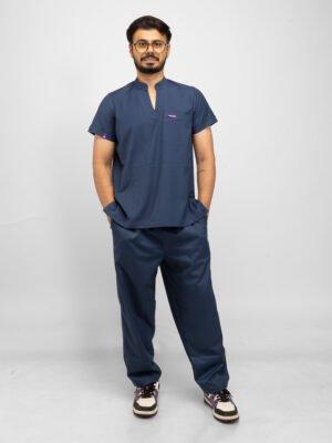 Mandarin Collar With Slit Short Sleeve Scrub Set
