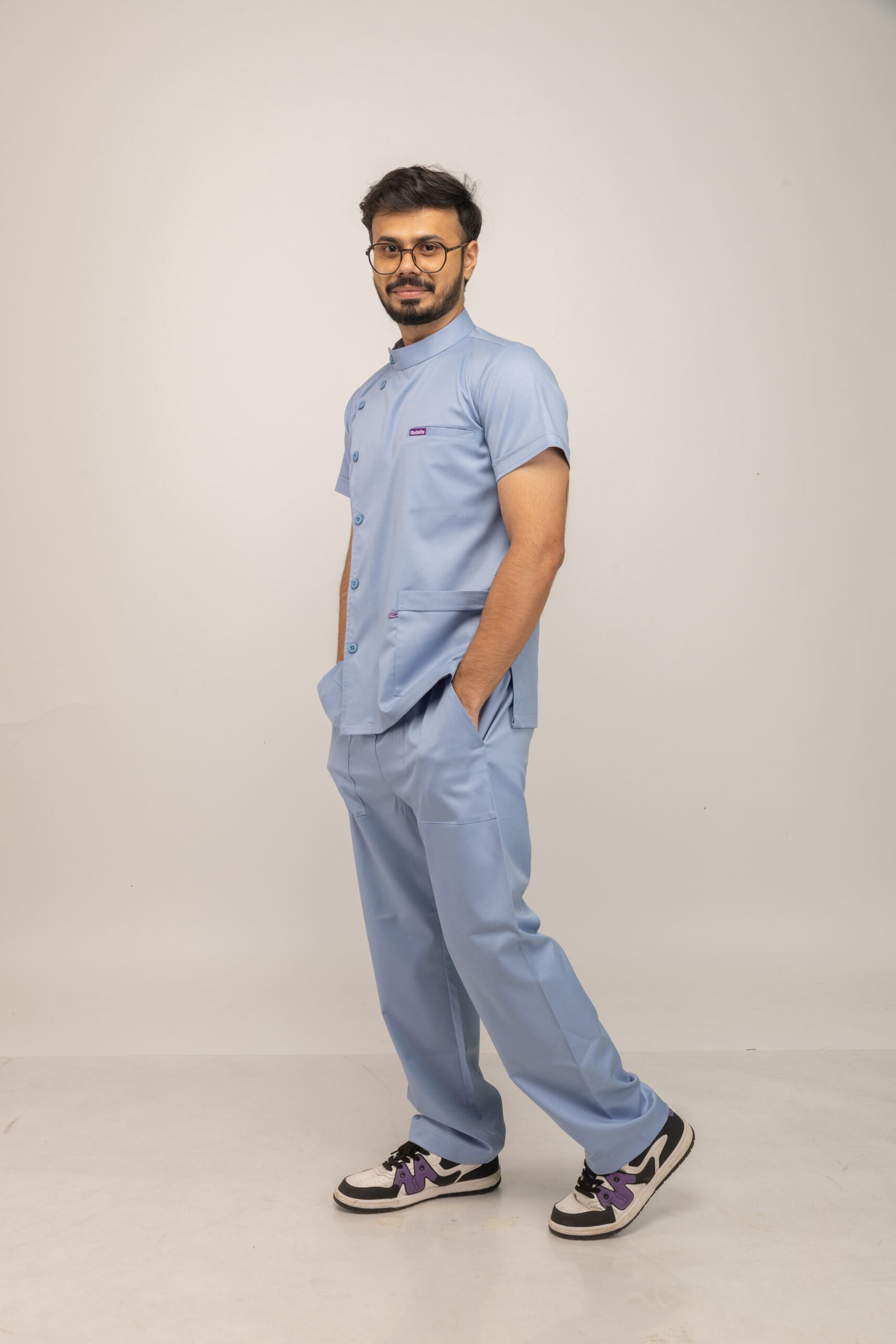 Blue Overlap Nurse Uniform